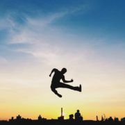 Springende man silhouet