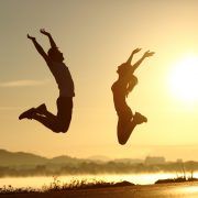man and woman jumping man and woman jumping